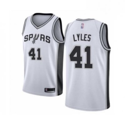 Mens San Antonio Spurs 41 Trey Lyles Authentic White Basketball Jersey Association Edition