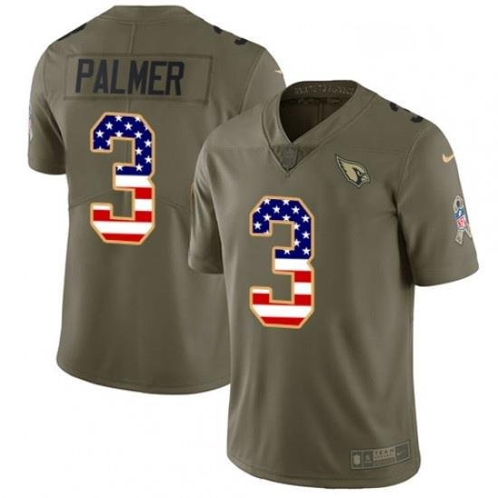 Men Nike Arizona Cardinals 3 Carson Palmer Limited OliveUSA Flag 2017 Salute to Service NFL Jersey