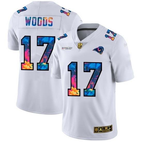 Los Angeles Rams 17 Robert Woods Men White Nike Multi Color 2020 NFL Crucial Catch Limited NFL Jersey