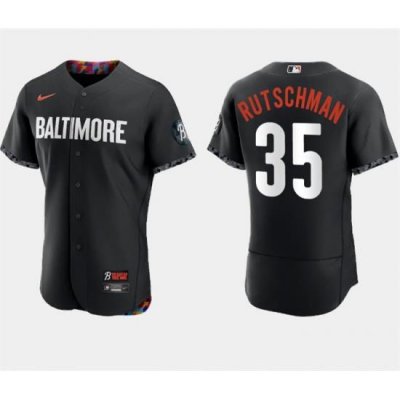 Men Baltimore Orioles 35 Adley Rutschman Black 2023 City Connect Flex Base Stitched Baseball Jersey