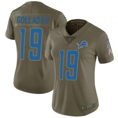 Nike Lions #19 Kenny Golladay Olive Womens Stitched NFL Limited 2017 Salute to Service Jersey