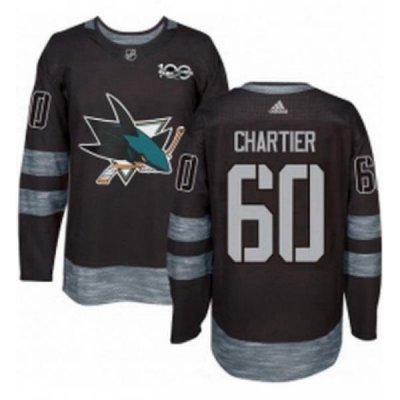 Mens Adidas San Jose Sharks 60 Rourke Chartier Premier Black 1917 2017 100th Anniversary NHL Jersey