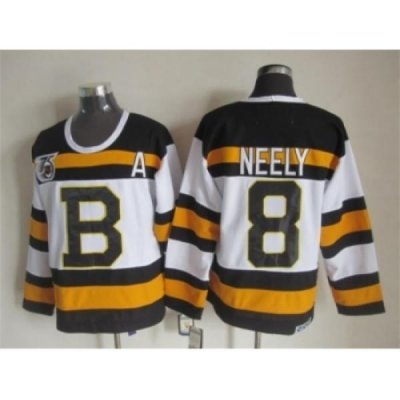 NHL Boston Bruins #8 Cam Neely white jerseys[m&n 75th]