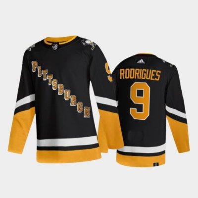 Men Pittsburgh Penguins 9 Rodrigues 2021 2022 Black Stitched Jersey