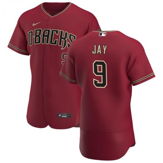 Men Arizona Diamondbacks 9 Jon Jay Men Nike Crimson Flex Base Alternate Team MLB Jersey