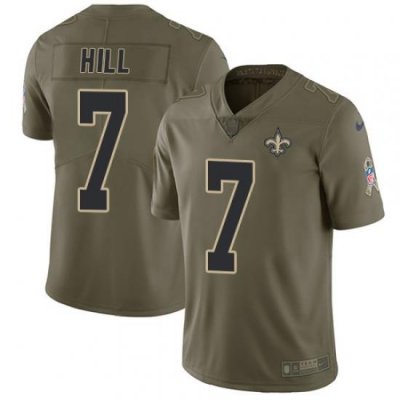 Limited Nike Olive Youth Taysom Hill Jersey NFL 7 New Orleans Saints 2017 Salute to Service