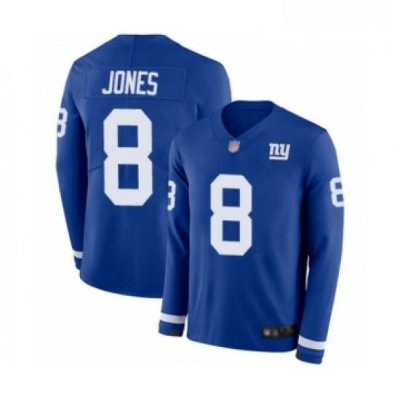 Youth New York Giants 8 Daniel Jones Limited Royal Blue Therma Long Sleeve Football Jersey