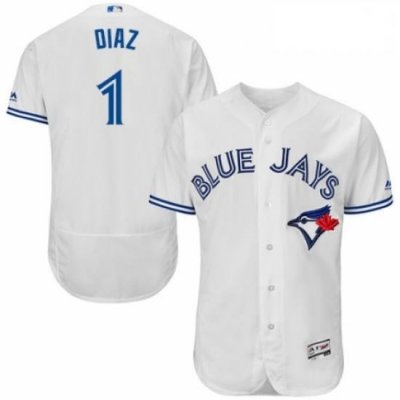 Mens Majestic Toronto Blue Jays 1 Aledmys Diaz White Home Flex Base Authentic Collection MLB Jersey