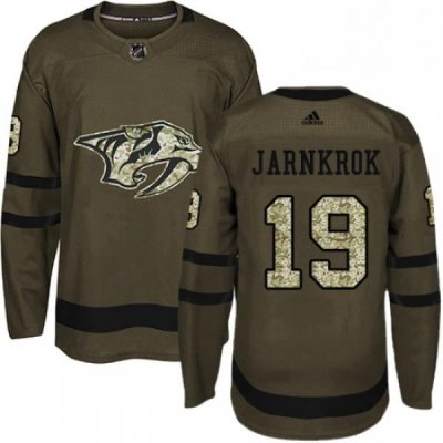 Mens Adidas Nashville Predators 19 Calle Jarnkrok Authentic Green Salute to Service NHL Jersey