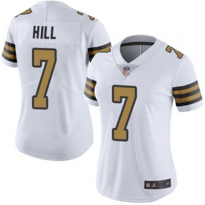 Women Saints 7 Taysom Hill White Stitched Football Limited Rush Jersey