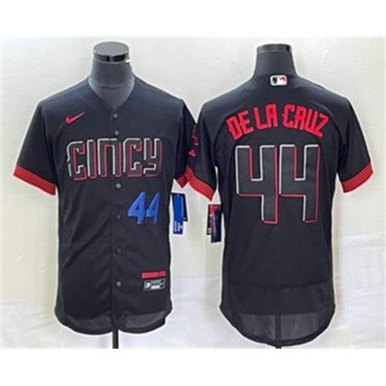 Men Cincinnati Reds 44 Elly De La Cruz Number Black 2023 City Connect Flex Base Stitched Baseball Jersey1