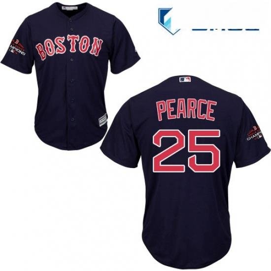 Mens Majestic Boston Red Sox 25 Steve Pearce Replica Navy Blue Alternate Road Cool Base 2018 World Series Champions MLB Jersey