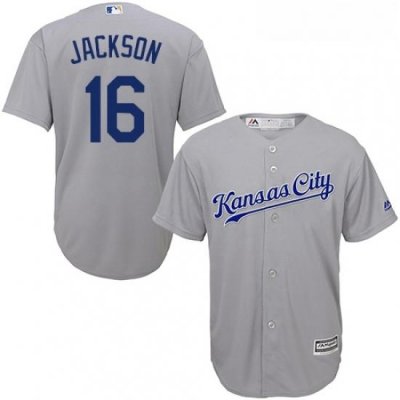 Youth Majestic Kansas City Royals 16 Bo Jackson Replica Grey Road Cool Base MLB Jersey