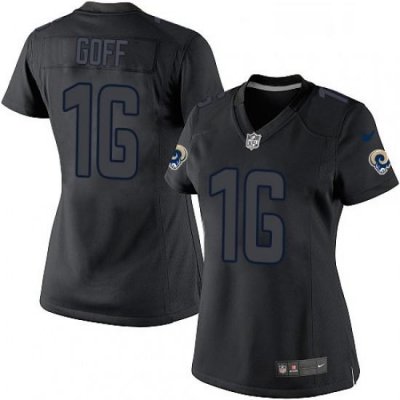 Womens Nike Los Angeles Rams 16 Jared Goff Limited Black Impact NFL Jersey