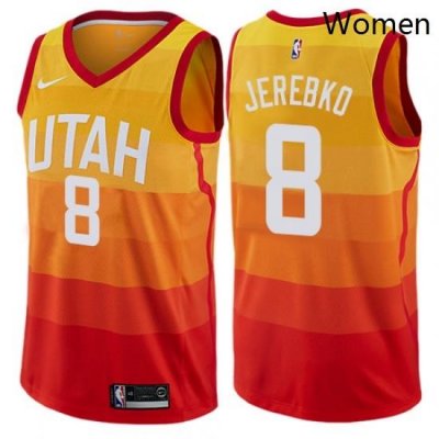 Womens Nike Utah Jazz 8 Jonas Jerebko Swingman Orange NBA Jersey City Edition