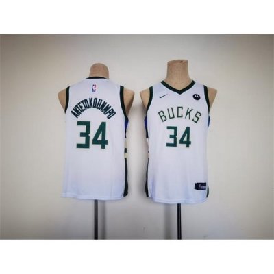 Youth Milwaukee Bucks 34 Giannis Antetokounmpo White Stitched Basketball Jersey