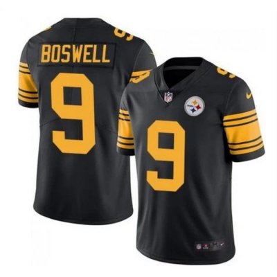 Men Pittsburgh Steelers 9 Chris Boswell Black Vapor Color Rush Stitched Jersey