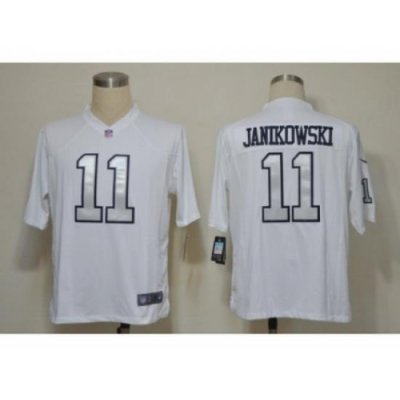 Nike Oakland Raiders 11 Sebastian Janikowski White Game Silver number NFL Jersey