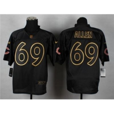 Nike Chicago Bears 69 Jared Allen black Elite gold lettering fashion NFL Jersey