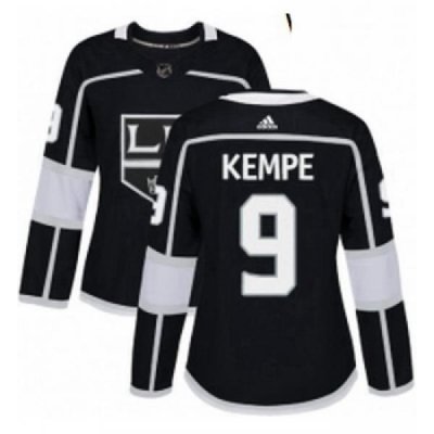 Womens Adidas Los Angeles Kings 9 Adrian Kempe Authentic Black Home NHL Jersey