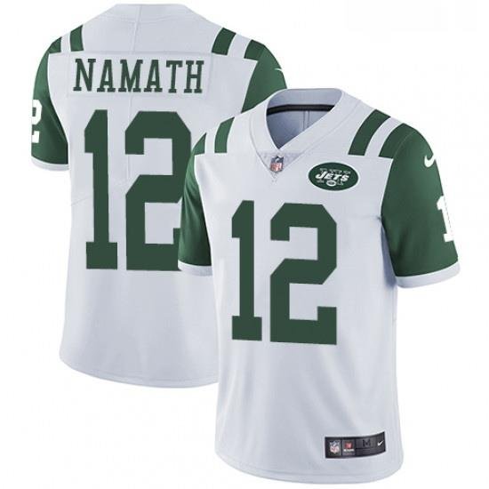 Mens Nike New York Jets 12 Joe Namath White Vapor Untouchable Limited Player NFL Jersey