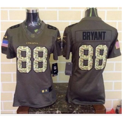 Women Nike Cowboys #88 Dez Bryant Green Stitched NFL Limited Salute to Service Jersey