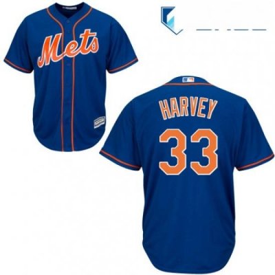 Youth Majestic New York Mets 33 Matt Harvey Authentic Royal Blue Alternate Home Cool Base MLB Jersey