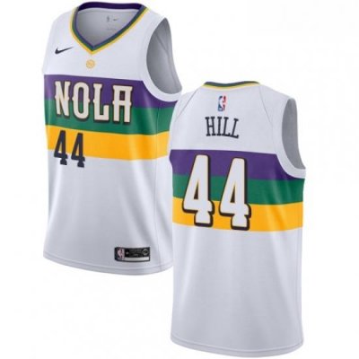 Mens Nike New Orleans Pelicans 44 Solomon Hill Swingman White NBA Jersey City Edition