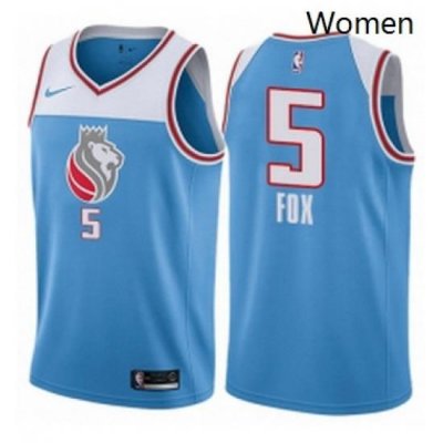 Womens Nike Sacramento Kings 5 DeAaron Fox Swingman Blue NBA Jersey City Edition