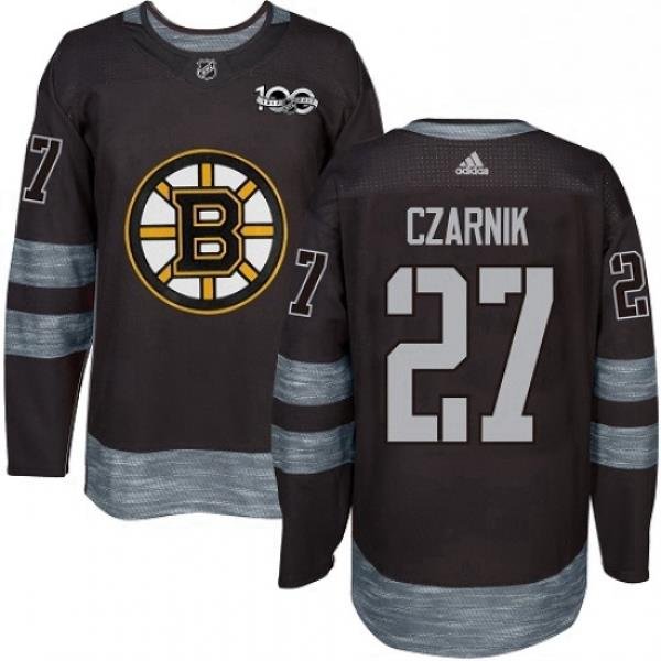 Mens Adidas Boston Bruins 27 Austin Czarnik Premier Black 1917 2017 100th Anniversary NHL Jersey