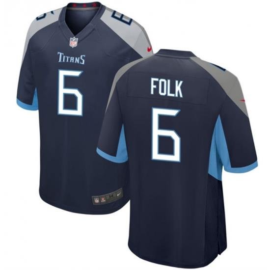 Men Tennessee Titans 6 Nick Folk Navy Stitched Game Football Jersey