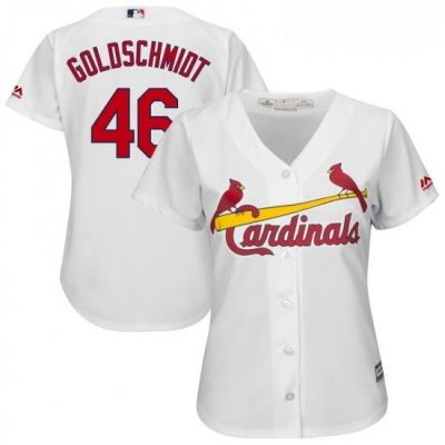 Womens St Louis Cardinals 46 Paul Goldschmidt Majestic White Home Official Cool Base Player Jersey