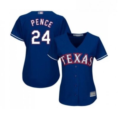 Womens Texas Rangers 24 Hunter Pence Replica Royal Blue Alternate 2 Cool Base Baseball Jersey