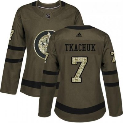 Womens Adidas Winnipeg Jets 7 Keith Tkachuk Authentic Green Salute to Service NHL Jersey