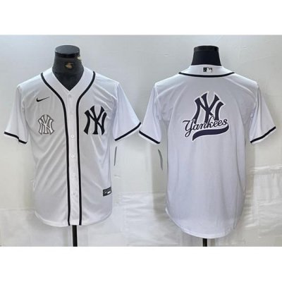 Men NeW York Yankees White Team Big Logo Cool Base Stitched Baseball Jersey 41