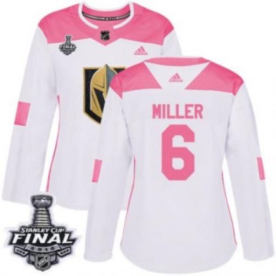 womens colin miller vegas golden knights jersey white pink adidas 6 nhl 2018 stanley cup final authentic fashion