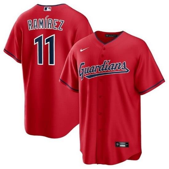 Men Cleveland Guardians 11 Jose Ramirez Red Cool Base Stitched Baseball Jerse