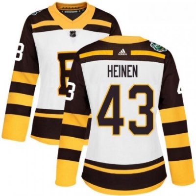 Womens Adidas Boston Bruins 43 Danton Heinen Authentic White 2019 Winter Classic NHL Jersey