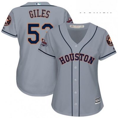 Womens Majestic Houston Astros 53 Ken Giles Authentic Grey Road 2017 World Series Champions Cool Base MLB Jersey