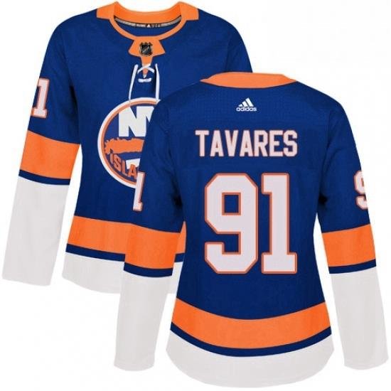 Womens Adidas New York Islanders 91 John Tavares Premier Royal Blue Home NHL Jersey