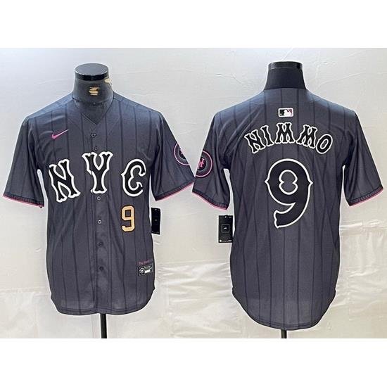 Men NeW York Mets 9 Brandon Nimmo Graphite 2024 City Connect Limited Stitched Baseball Jersey II