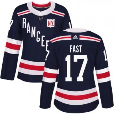 Womens Adidas New York Rangers 17 Jesper Fast Authentic Navy Blue 2018 Winter Classic NHL Jersey