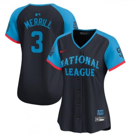 Women National League 3 Jackson Merrill Navy 2024 All Star Limited Stitched Baseball Jersey