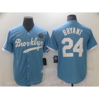 Men Los Angeles Dodgers 24 Kobe Bryant Light Blue ThroWback With KB Patch Cool Base Stitched Baseball Jersey