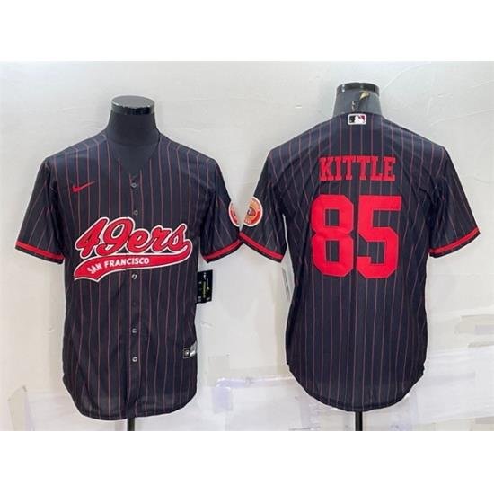 Men San Francisco 49ers 85 George Kittle Black With Patch Cool Base Stitched Baseball Jersey