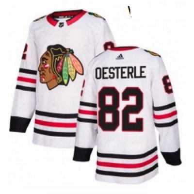 Womens Adidas Chicago Blackhawks 82 Jordan Oesterle Authentic White Away NHL Jersey