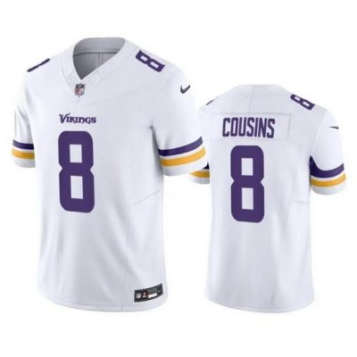 Men Minnesota Vikings 8 Kirk Cousins White 2023 F.U.S.E. Vapor Untouchable Stitched Jersey