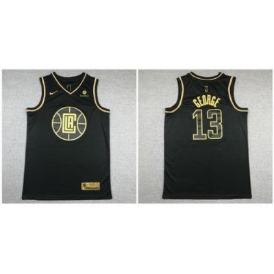 Clippers 13 Paul George Black Gold Nike Swingman Jersey