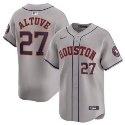 Men Houston Astros 27 Jose Altuve Grey 2024 Away Limited Stitched Baseball Jersey