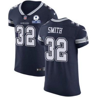 Nike Cowboys 32 Saivion Smith Navy Blue Team Color Men Stitched With Established In 1960 Patch NFL Vapor Untouchable Elite Jersey